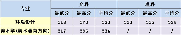 广西大学行健文理学院2017年广西区美术类本科专业录取分数线